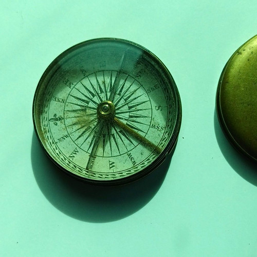 Brass pocket compass with - compass,