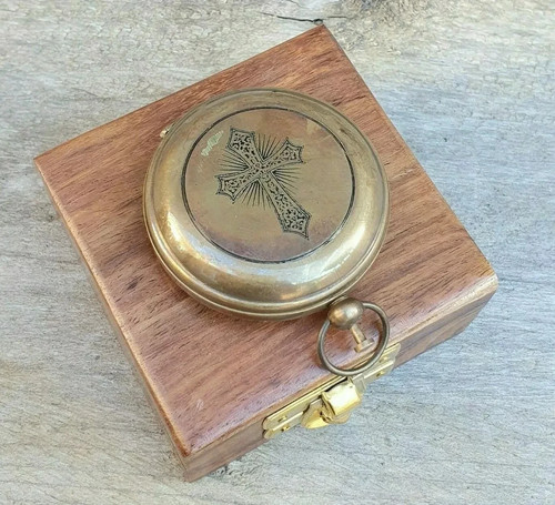 Vintage brass nautical compass - vintage,