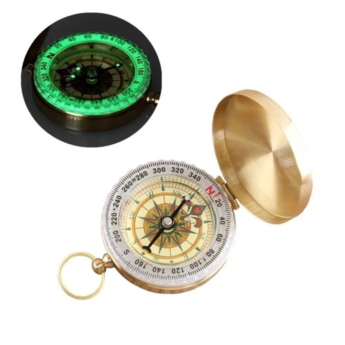 Brass pocket compass outdoor - compass,