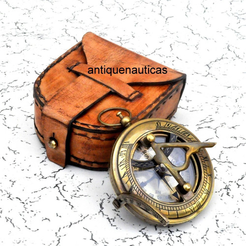 Antique brass sundial compass - antique,