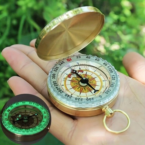 Brass pocket compass - pocket,
