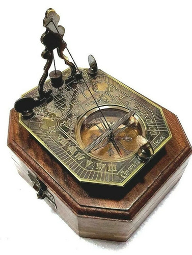Vintage brass sundial compass - sundial,