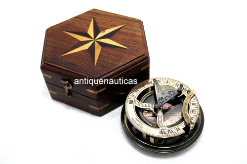 Vintage brass sundial compass - vintage,
