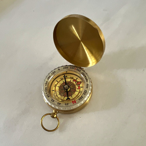 Vintage brass pocket - vintage, compass