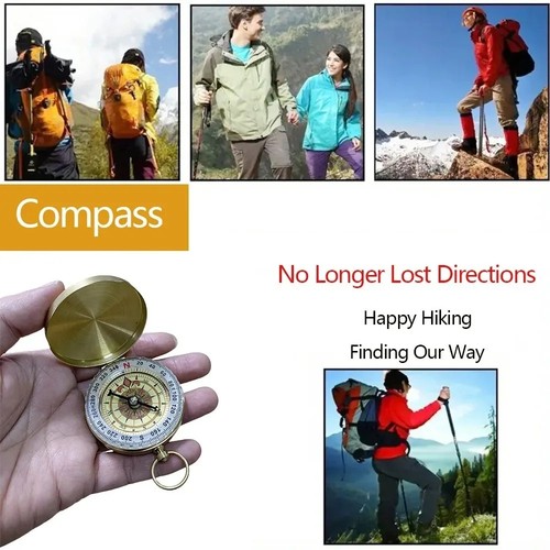 Brass pocket compass outdoor - brass,