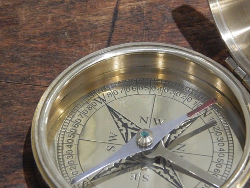 Brass pocket compass - pocket,