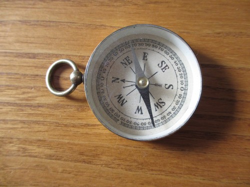 Vintage brass pocket - , compass